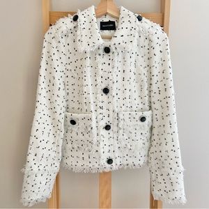 Dolce Cabo Fringed Tweed Speckled Jacket